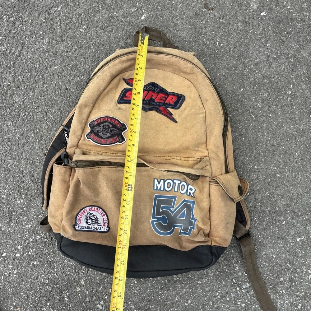 Superdry Small PATCHES Backpack Bag Brown 